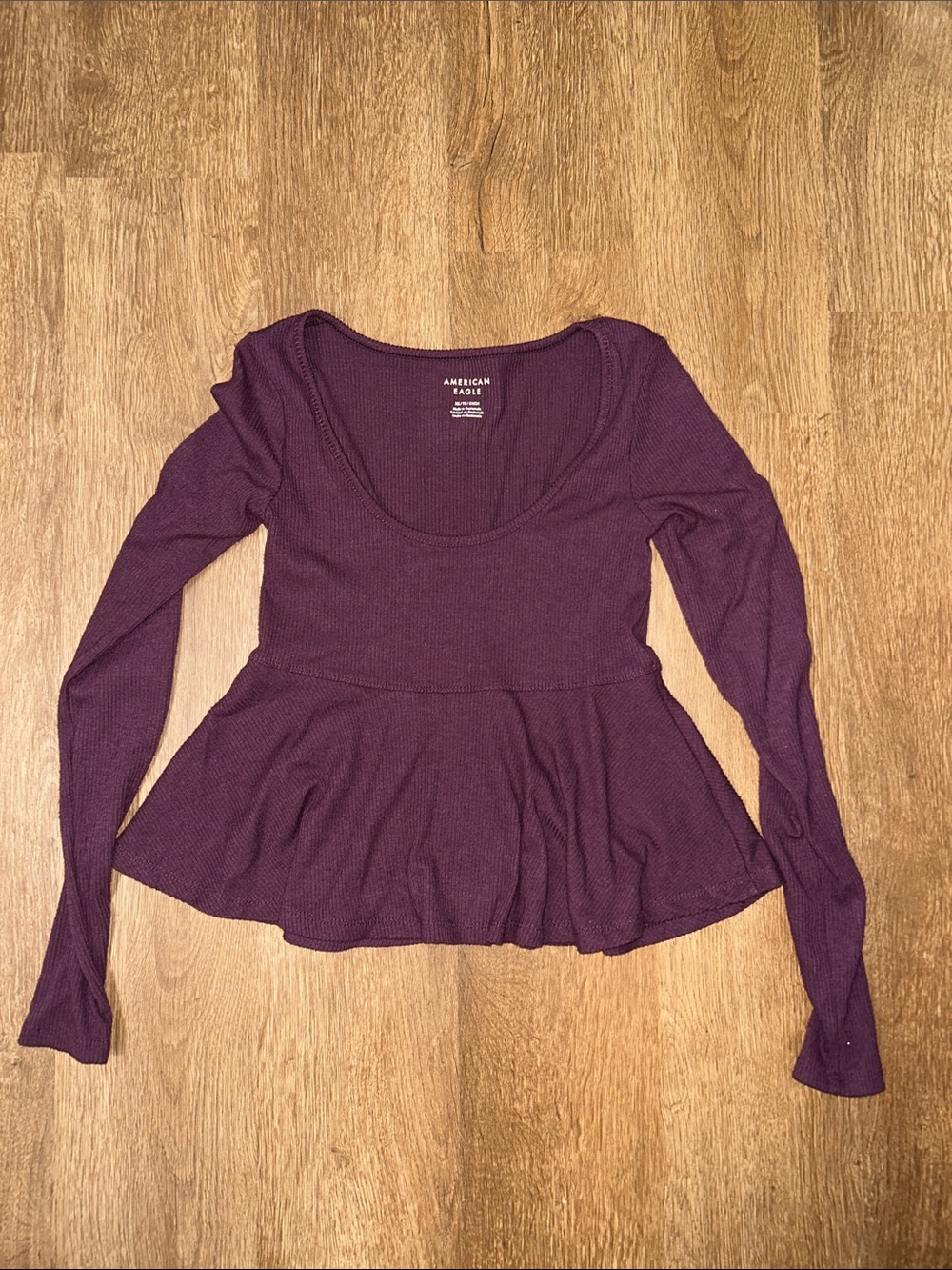 American Eagle Outfitters Plum Peplum Long-Sleeve Top